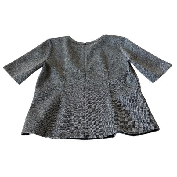 Ann Taylor Top Women's Short Sleeve Pleated Round Neck Gray Size L Chic - Picture 2 of 9